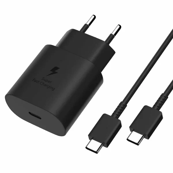 شارژر دیواری 25 وات مدل SUPER FAST 25W به همراه کابل تبدیل USB-C