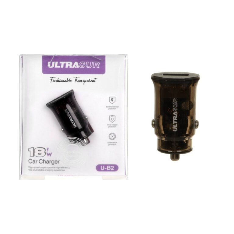 شارژر فندکی فست شارژ 18 وات اولتراسور ULTRASUR مدل U-B2 با گارانتی 12 ماهه آسان توزیع