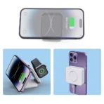 شارژ وایرلس 3 کاره تاشو wireless charging pad با گارانتی 12 ماهه آسان توزیع - Image 2