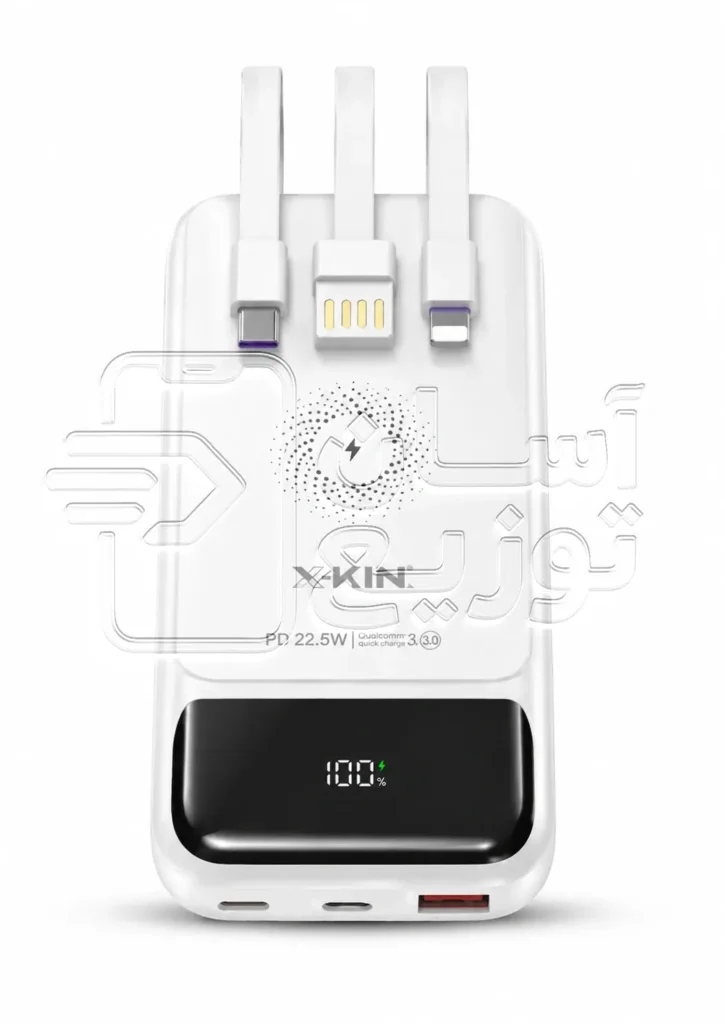 پاور بانک وایرلس XKIN مدل XK-PB216 به همراه 3 کابل اضطراری سرخود
