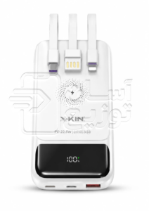 پاور بانک وایرلس XKIN مدل XK-PB216 به همراه 3 کابل اضطراری سرخود