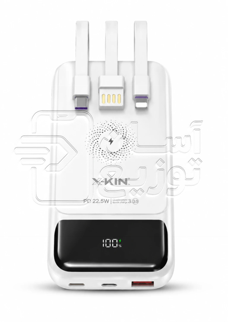 پاور بانک وایرلس XKIN مدل XK-PB216 به همراه 3 کابل اضطراری سرخود