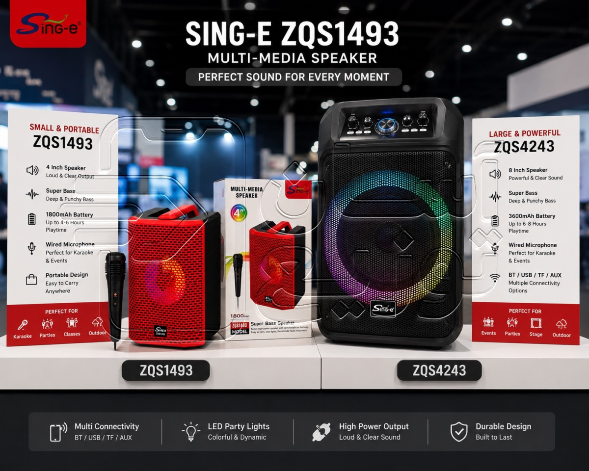اسپیکر بلوتوثی SING-E مدل ZQS 1493 + به همراه میکروفون