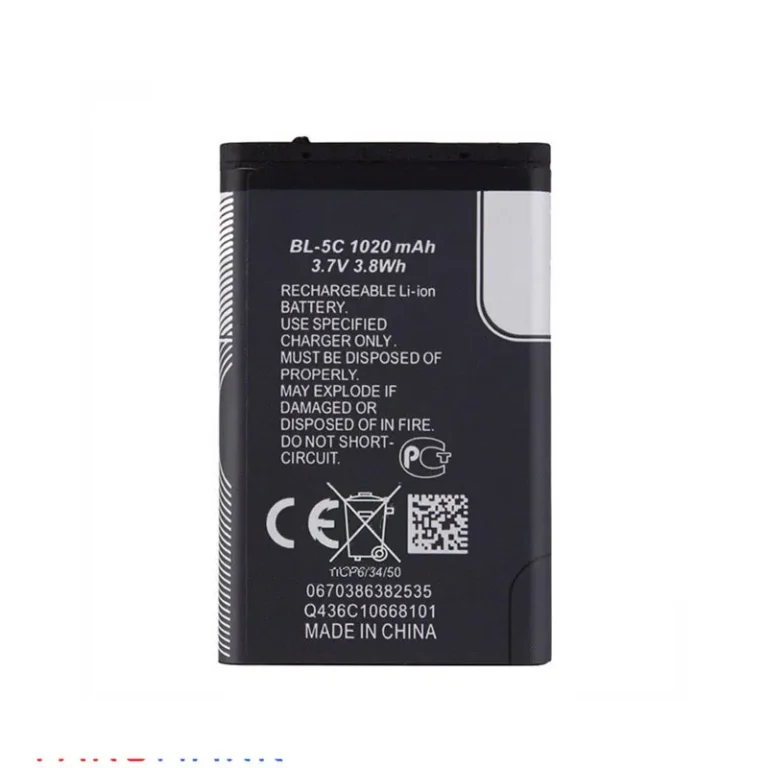 باتری اورجینال نوکیا Nokia مدل BL-C5 با کیفیت ساخت بالا و گارانتی 12 ماهه آسان توزیع، گزینه‌ای مطمئن و بادوام برای جایگزینی باتری گوشی‌های نوکیا است.