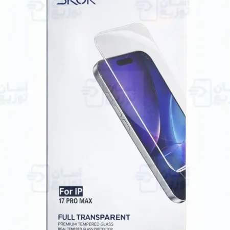 گلس محافظ صفحه بدون حاشیه آنتی استاتیک برند اسکور SKOR مدل آیفون iPhone 17 Pro Max-asantozi2
