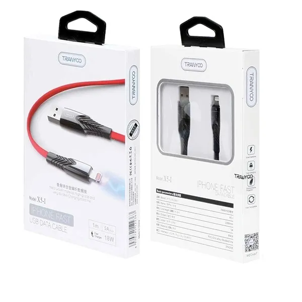 کابل فست شارژ آیفون USB به lightening ترانیو tranyoo مدل T-X5i با گارانتی 12 ماهه آسان توزیع