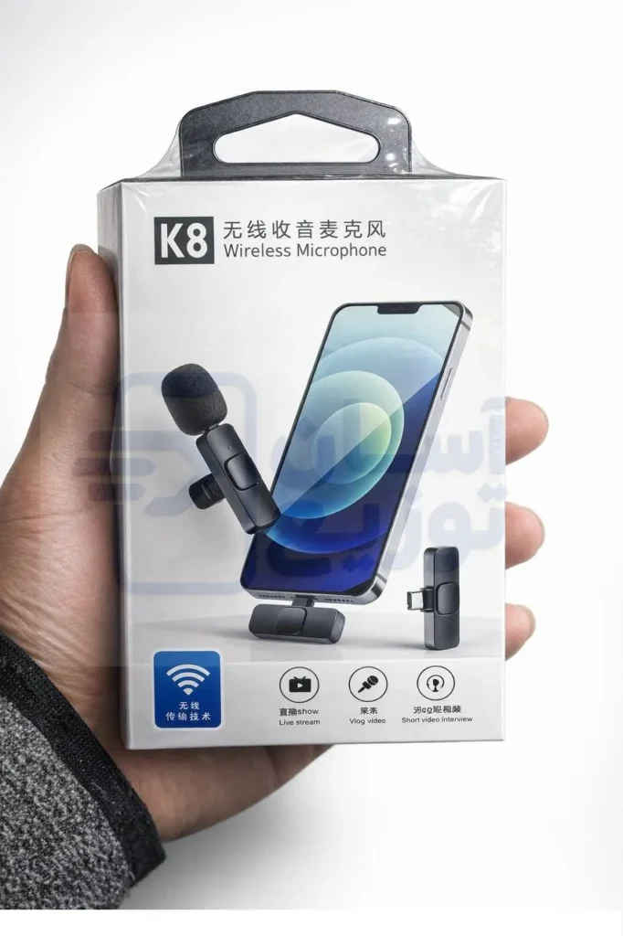 میکروفون یقه ای بی سیم مدل K8 تایپ سی + لایتنینگ9