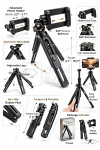 سه پایه نگهدارنده گوشی موبایل و دوربین و مونوپاد مدل tripod suppurt مناسب برای فیلمبرداری و تولید محتوا6
