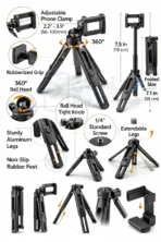 سه پایه نگهدارنده گوشی موبایل و دوربین و مونوپاد مدل tripod support مناسب برای فیلمبرداری و تولید محتوا7