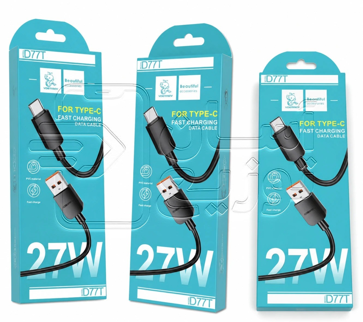 کابل فست شارژ 27 وات USB به Type-C دنمن VdenmenV مدل D77T-asantozi2