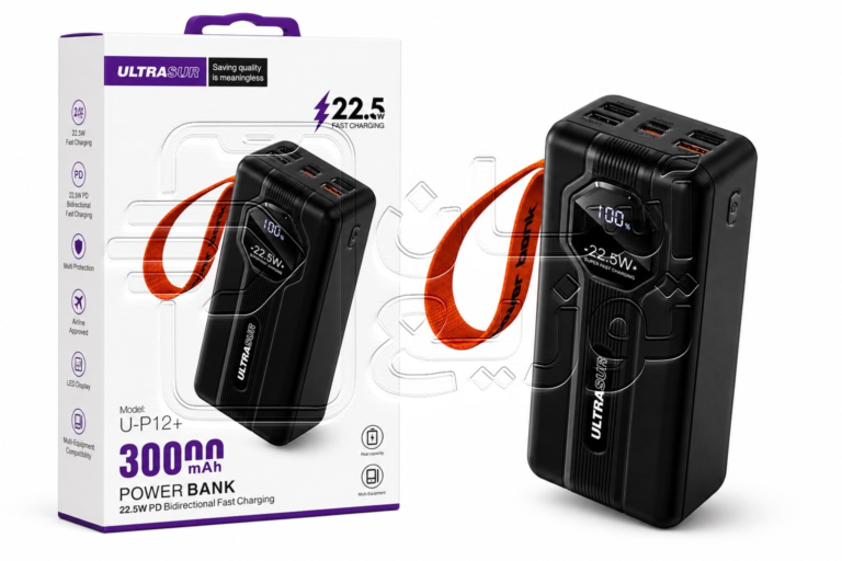 پاور بانک 30000 میلی آمپر اولتراسور Ultrasur مدل P-12+ www.asantozi.com