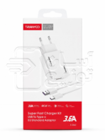 مجموعه شارژر تایپسی ترانیو Tranyoo مدل T-SE4C آداپتور 3.6 آمپر + کابل شارژ تایپسیwww.asantozi.com