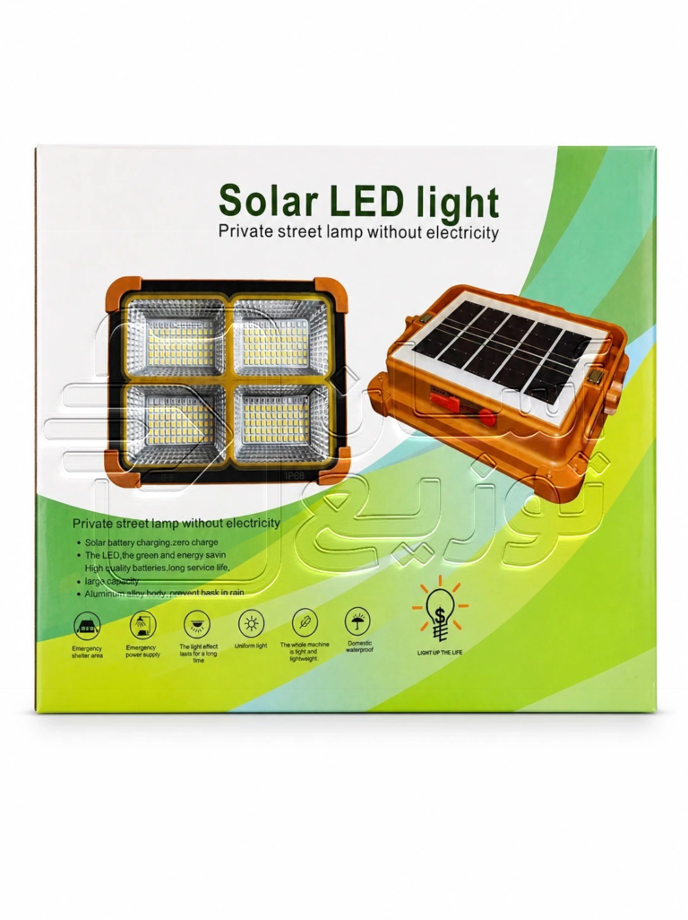 پرژکتور خورشیدی مدل سولار پنل Solar LED Light مجهز به 4 پرژکتور ترکیبی پر قدرت asantozi 1