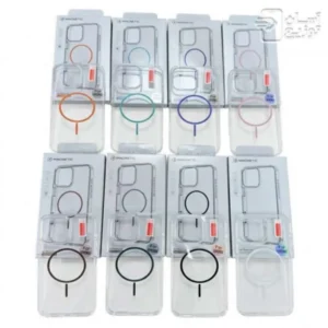 کاور شفاف مگسیف آیفون 17پرومکس مدل magnetic clear case در 6 رنگ : طوسی . مشکی . سفید. آبی روشن . صورتی روشن . نارنجی