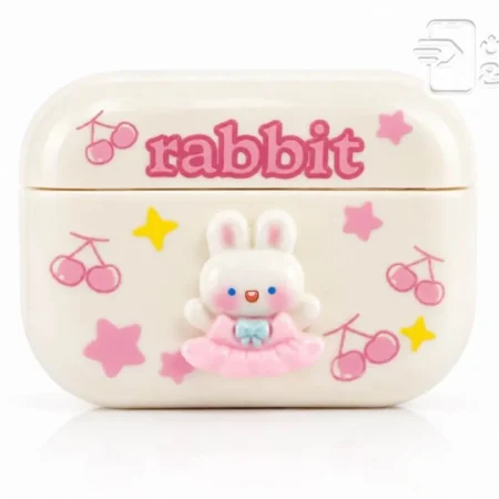کاور ایرپاد 2پرو اپل مدل animation vibes انیمشن وایبز طرح rabbit + حلقه فنری آویز