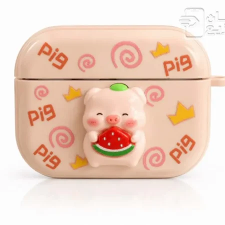 کاور ایرپاد 2پرو اپل مدل animation vibes انیمشن طرح PIG + حلقه فنری آویز
