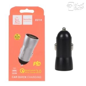 شارژر فندکی دنمن مدل DZ10 دارای 2پورت USB و TYPE-C فست شارژ