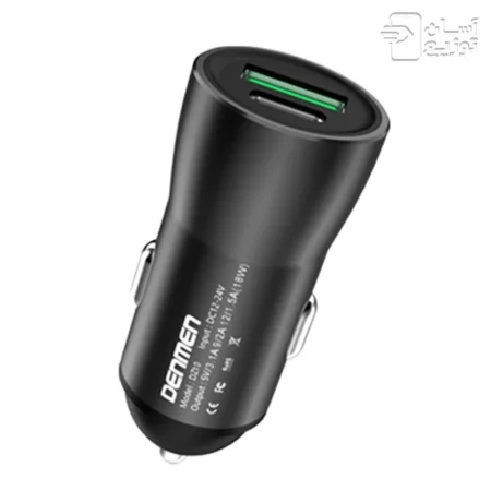 شارژر فندکی دنمن مدل DZ10 دارای 2پورت USB و TYPE-C فست شارژ