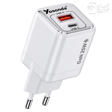 شارژر دیواری 25 وات فست شارژ 2 پورت یوسوندا مدل yosonda Y-G30