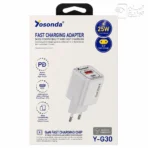 شارژر دیواری 25 وات فست شارژ 2 پورت یوسوندا مدل yosonda Y-G30