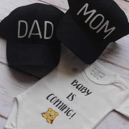 لباس سرهمی نوزاد جونیور طرح BABY IS COMING