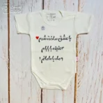 لباس سرهمی نوزاد جونیور طرح با عشق ساخته شدم baby jumpsuit
