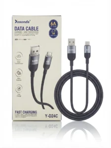 کابل شارژ USB به Type-C یوسوندا مدل Y-D24C فست شارژ 6 آمپر