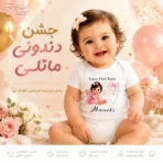 لباس سرهمی نوزاد جونیور طرح جشن دندونی مانلی