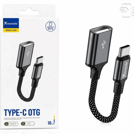 مبدل OTG type-C یوسوندا مدل Y-A20 کنار جعبه