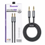 کابل انتقال صدای 3.5 میلی‌متری (AUX) یوسوندا مدل YXD-M16 در کنار جعبه