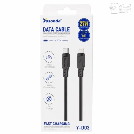 جعبه کابل شارژ 27وات تایپسی به لایتنینگ یوسوندا مدل Y-D03