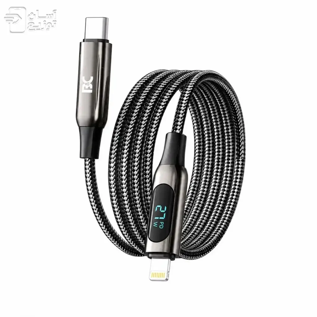 کابل شارژ USB-C به لایتنینگ B&C مدل BC-31C دارای نمایشگر ولتاژ